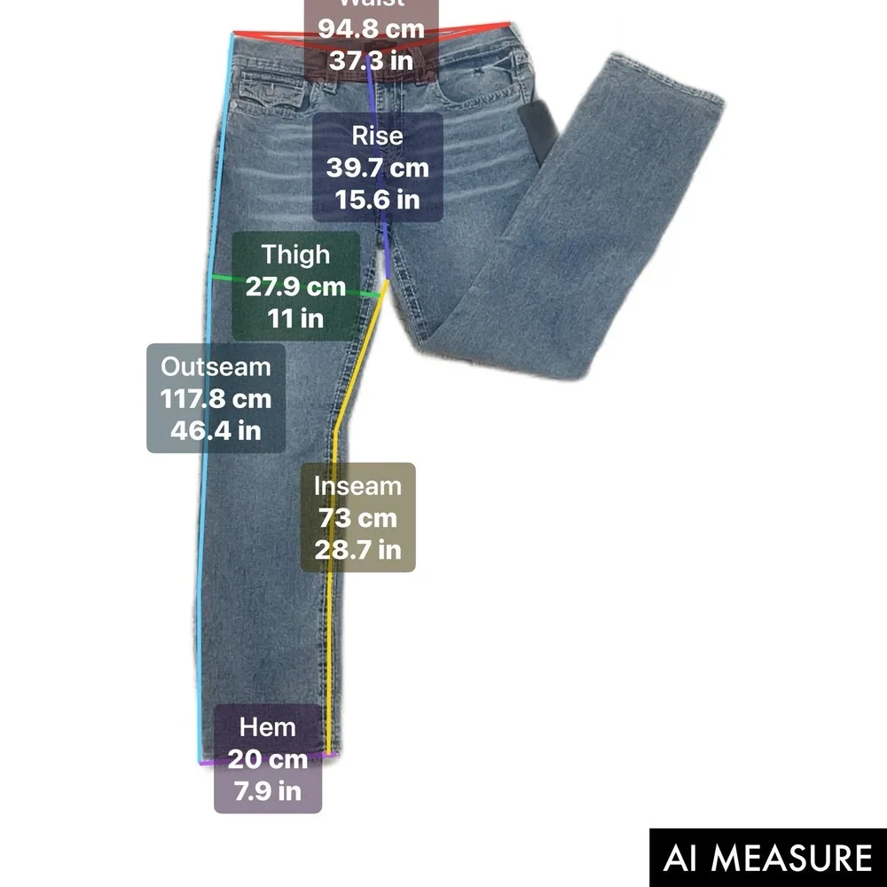 True Religion Jeans Ricky Big T‎ Flap Straight Men's 32x34 Light Wash Blue Denim